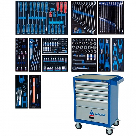 Набор инструментов в синей тележке, 235 предметов 
934-235AMB KING TONY 934-235AMB