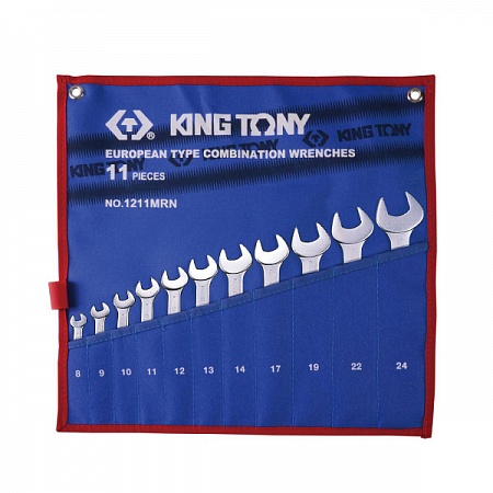 Набор комбинированных ключей, 8-24 мм, чехол 
из теторона, 11 предметов, KING TONY 1211MRN